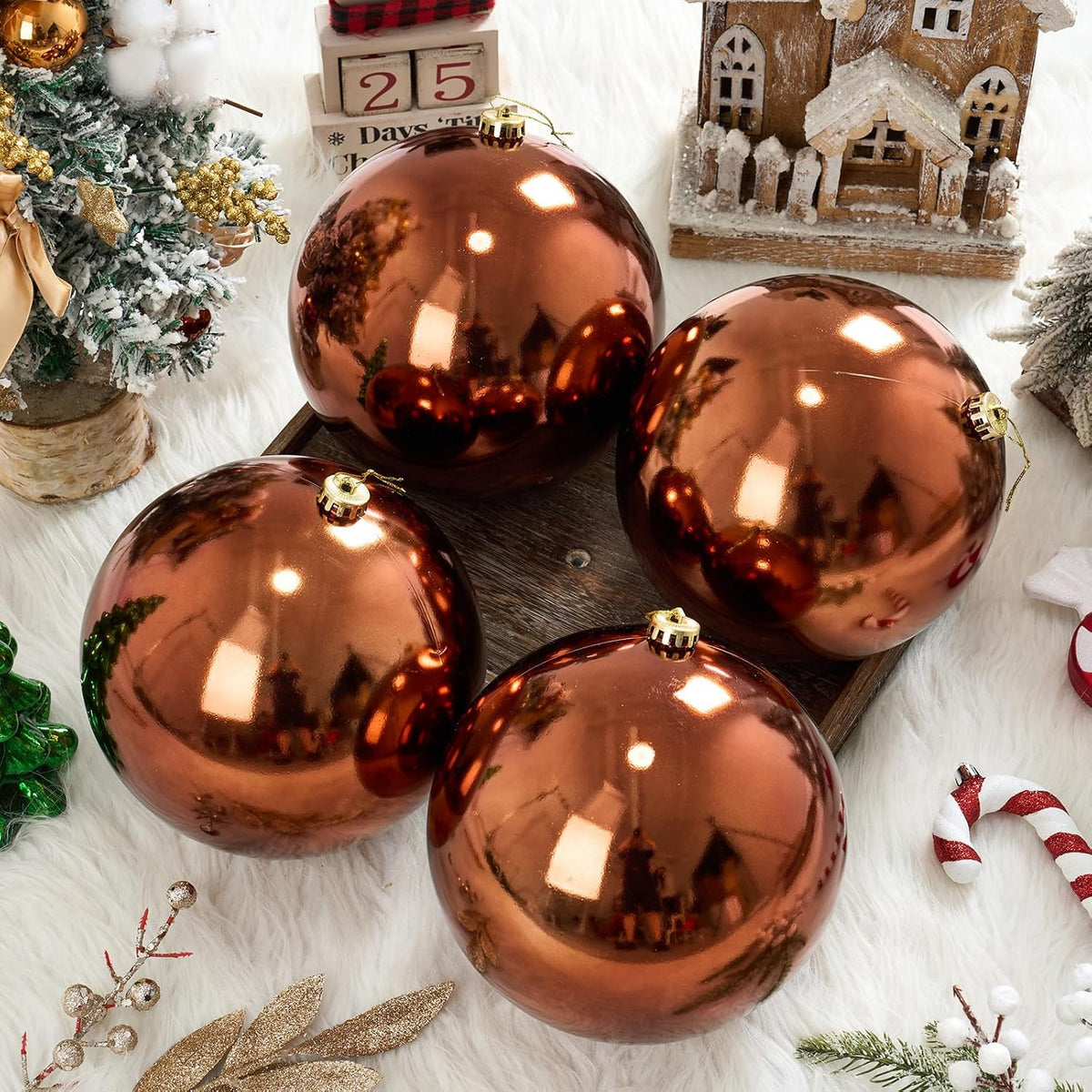 Zubebe 4 piezas Adornos de bola de Navidad extra grandes de 8"...