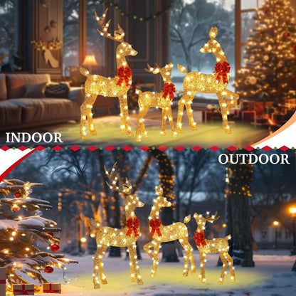 Decoración de ciervo de Navidad con iluminación dorada 2.5D de 48 p...