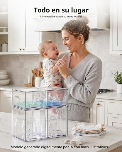 Vtopmart Juego de 8 cajones de almacenamiento apilables transparent...