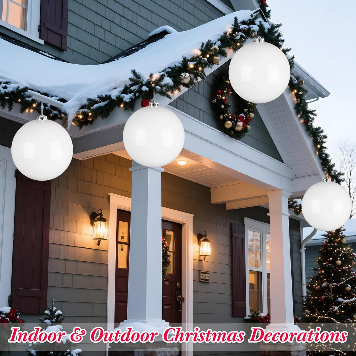 Zubebe 4 piezas Adornos de bola de Navidad extra grandes de 6'...