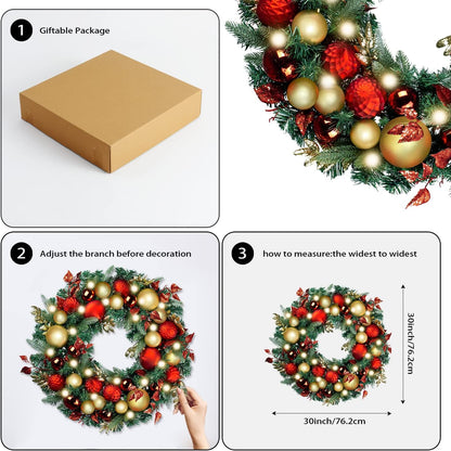 WANNA-CUL Guirnalda de Navidad preiluminada de 9 pies con luces | G...