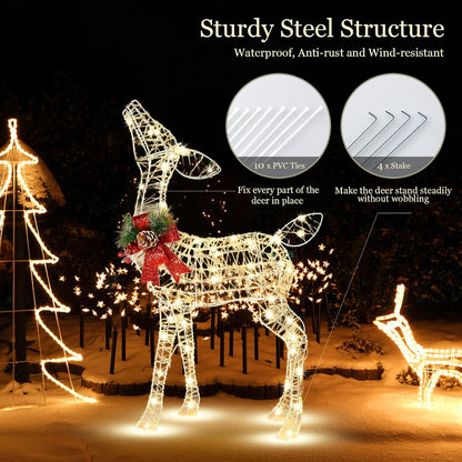 Tangkula Reno navideño iluminado, decoraciones de ciervos 3D para |...
