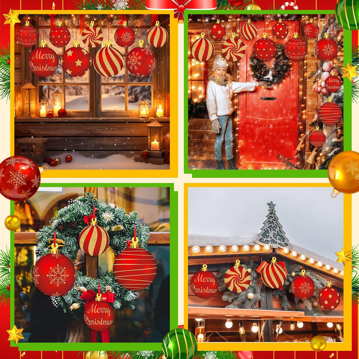 Huwena 24 Piezas Decoraciones de Navidad Exterior Adornos Colgantes...