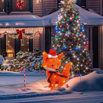 Dazzle Bright Zorro de Navidad iluminado 3D de 20 pulgadas, decorac...