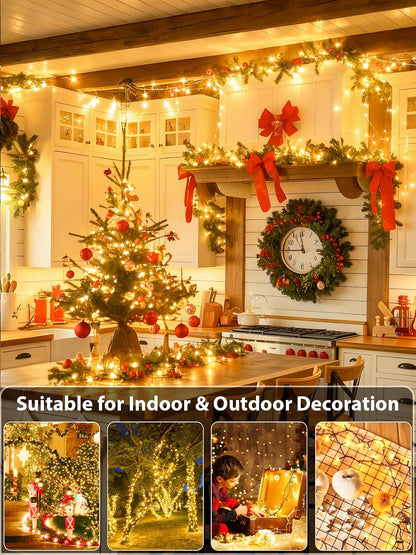 Tira de luces LED de Navidad de 108 pies con 300 luces LED enchufab...