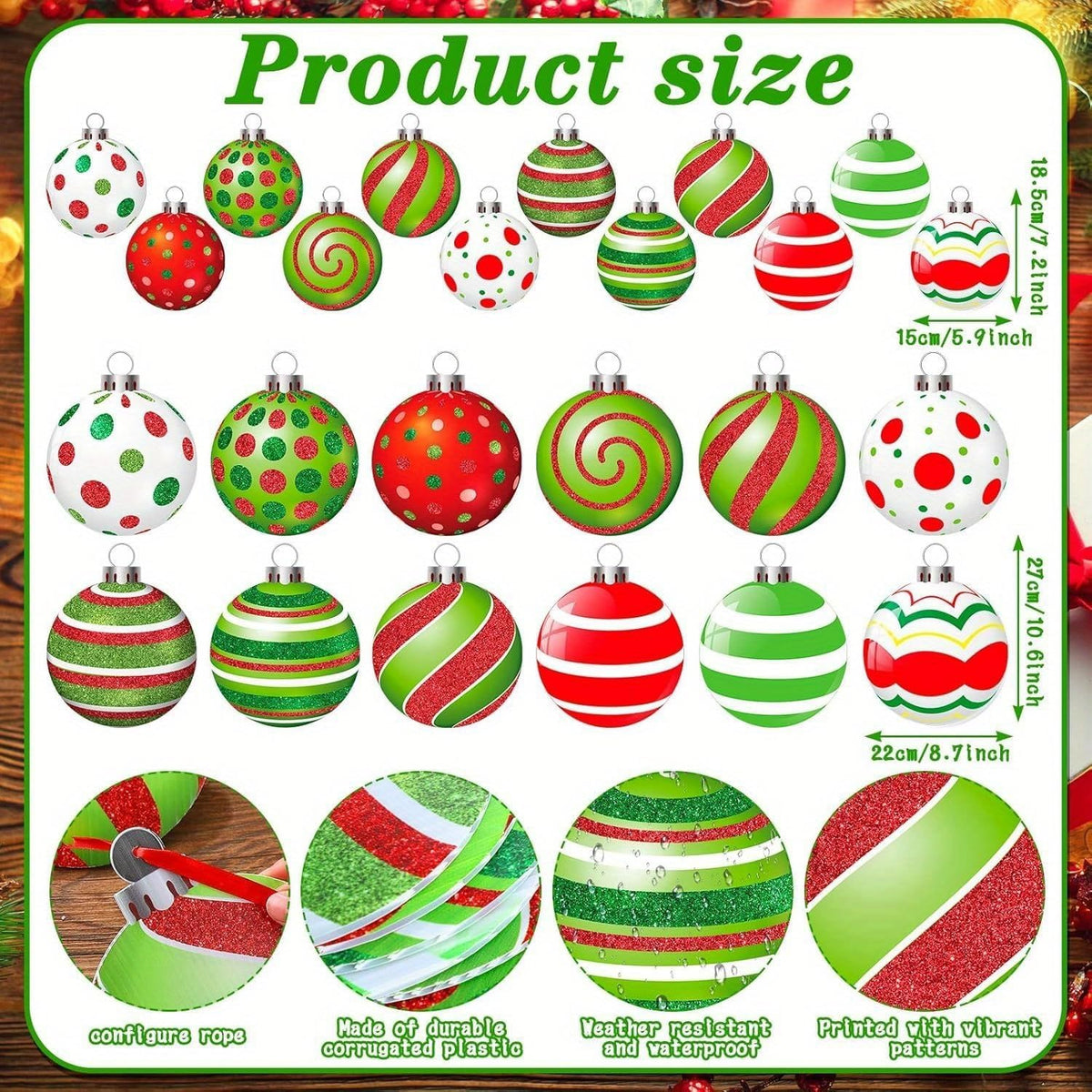 6 adornos colgantes de bolas de Navidad grandes, bolas decorativas...