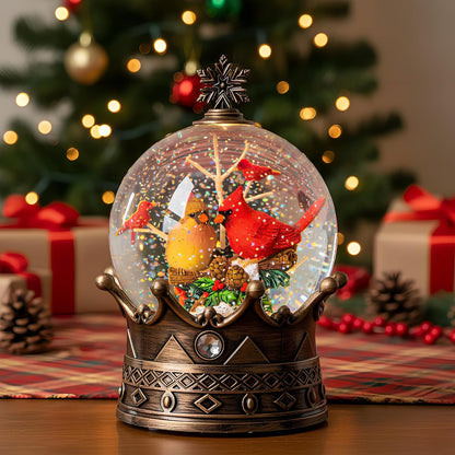 Cardinal Globo de nieve de Navidad, farol de agua musical iluminado...
