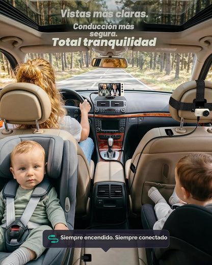 WEMOH Cámara magnética doble para coche para 2 bebés con monitor IP...