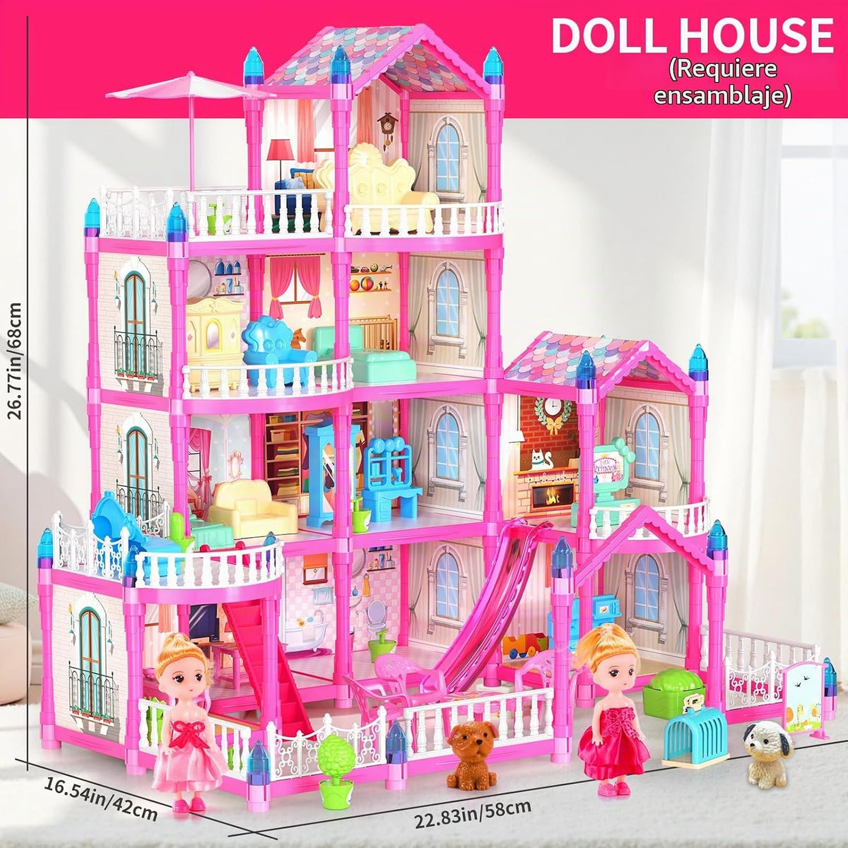 Pupu Pig - Juego de casa de muñecas para niñas, 275 piezas, regalo...