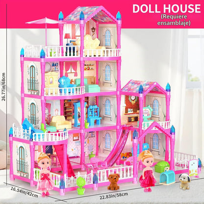 Pupu Pig - Juego de casa de muñecas para niñas, 275 piezas, regalo...