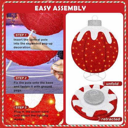 1 bola decorativa iluminada con 80 luces LED | Adornos de Navidad p...