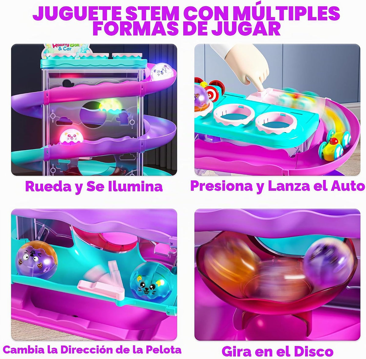 Juguete Montessori de pista de carreras con rampa para coche y caíd...
