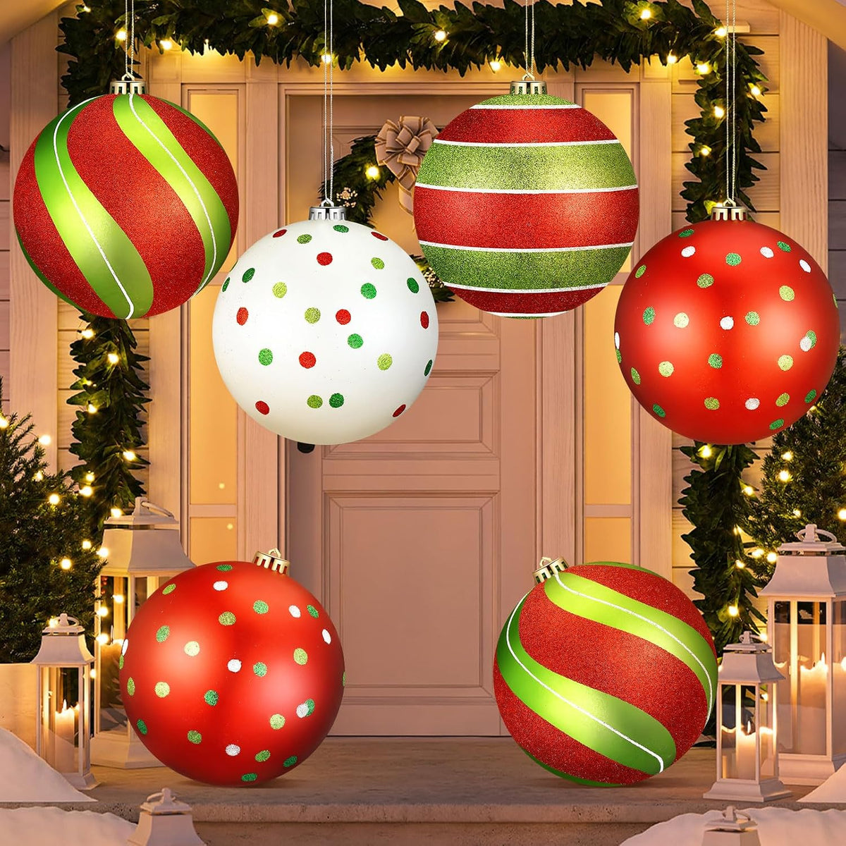 Tigeen - 4 adornos de bolas de Navidad grandes de 6 pulgadas para |...