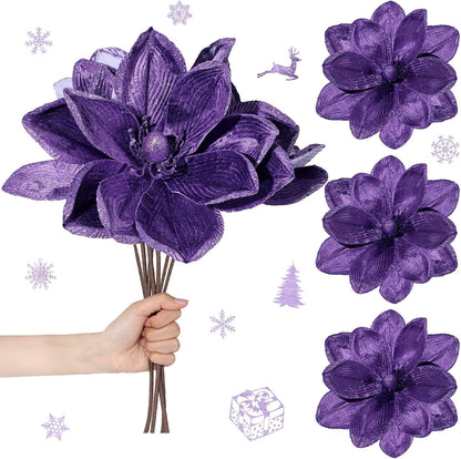 Thiccywoov - Paquete de 8 flores de magnolia de terciopelo de Navid...