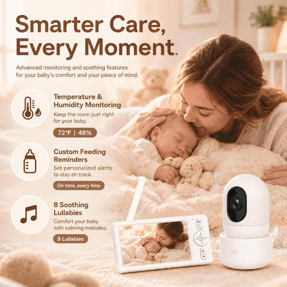 OKAIDI Monitor de bebé inteligente WiFi IPS HD de 5,5 pulgadas con...