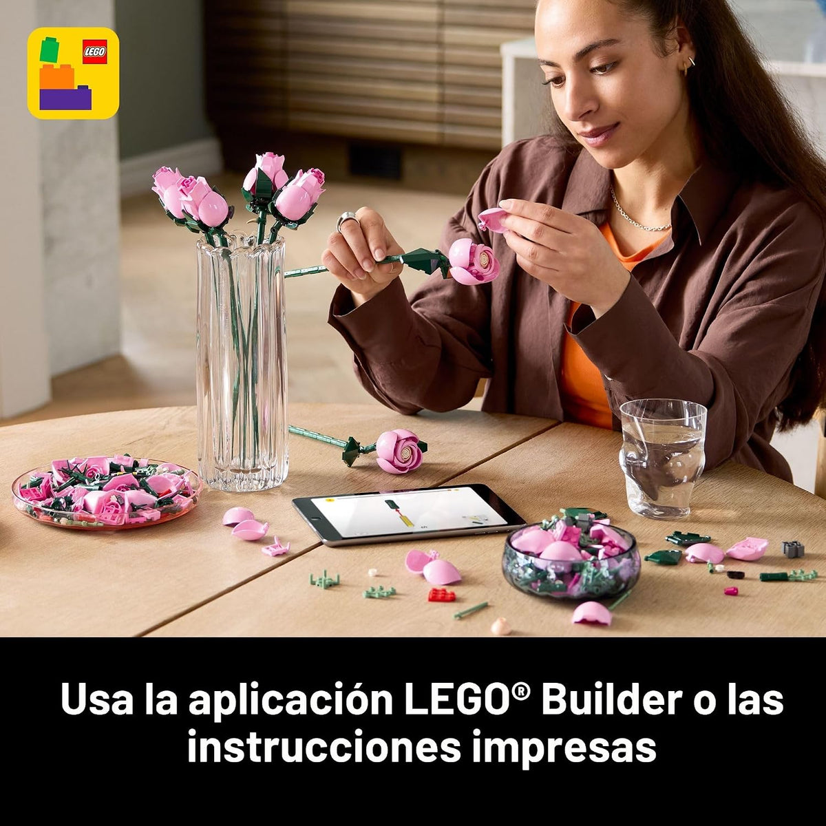 LEGO Botanicals 10374 - Ramo de rosas artificiales, bloques de cons...
