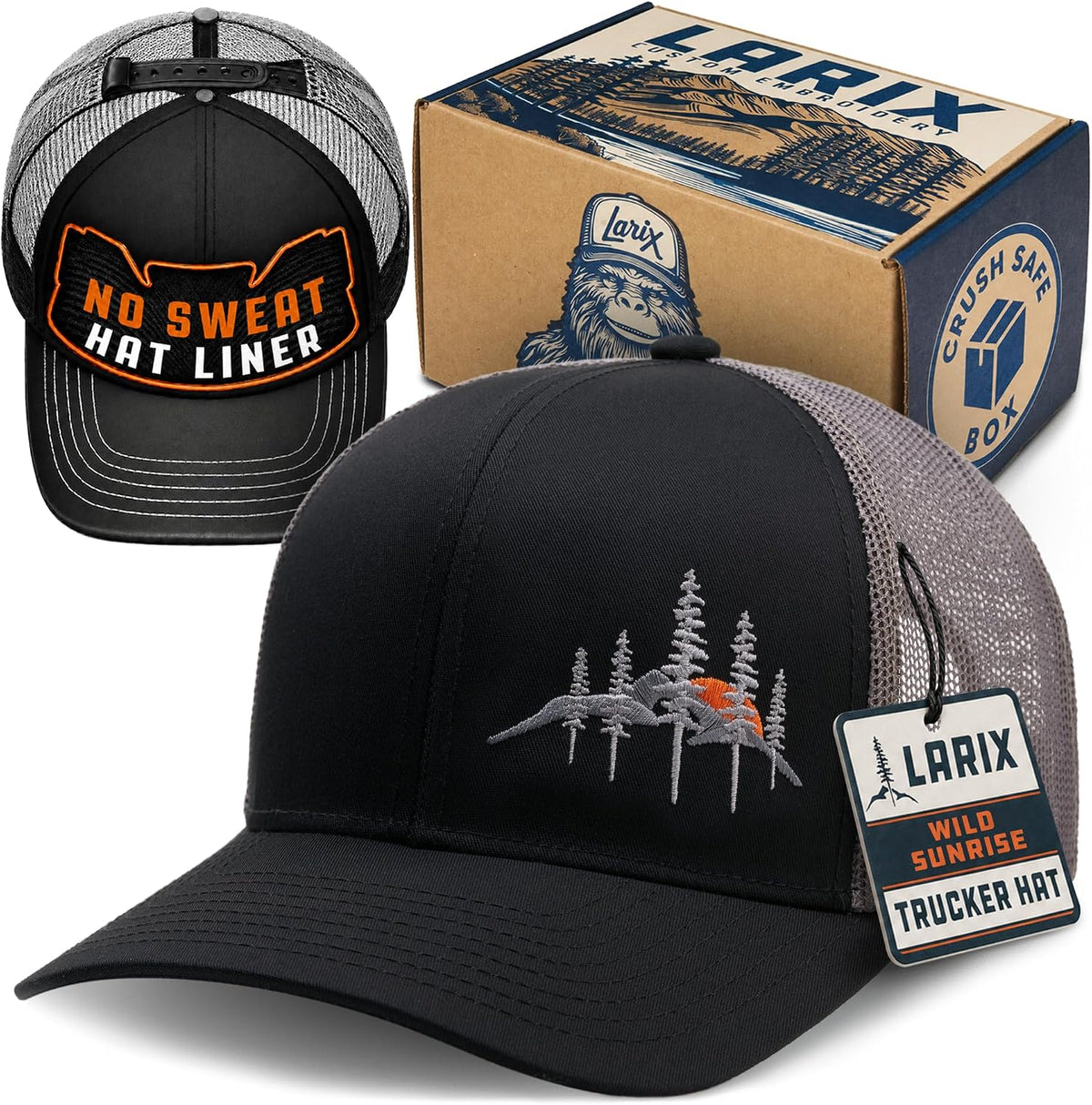 LARIX Trucker Hat Men - Gorra Snapback con parte trasera de malla t...