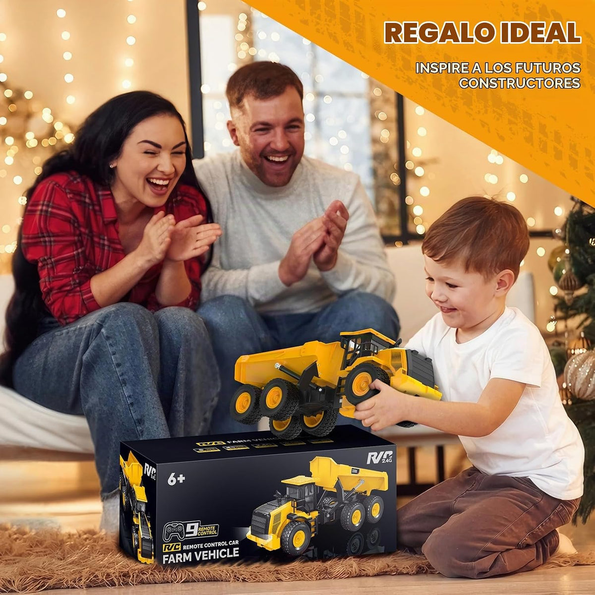 KIDDITOY Camión volquete RC de 15.4 pulgadas para niños, vehículo d...