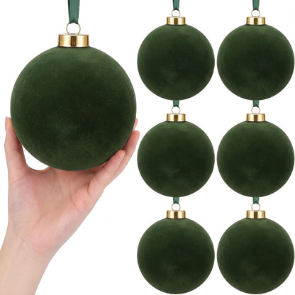 6 adornos grandes de terciopelo de Navidad de 4 pulgadas | Bolas co...