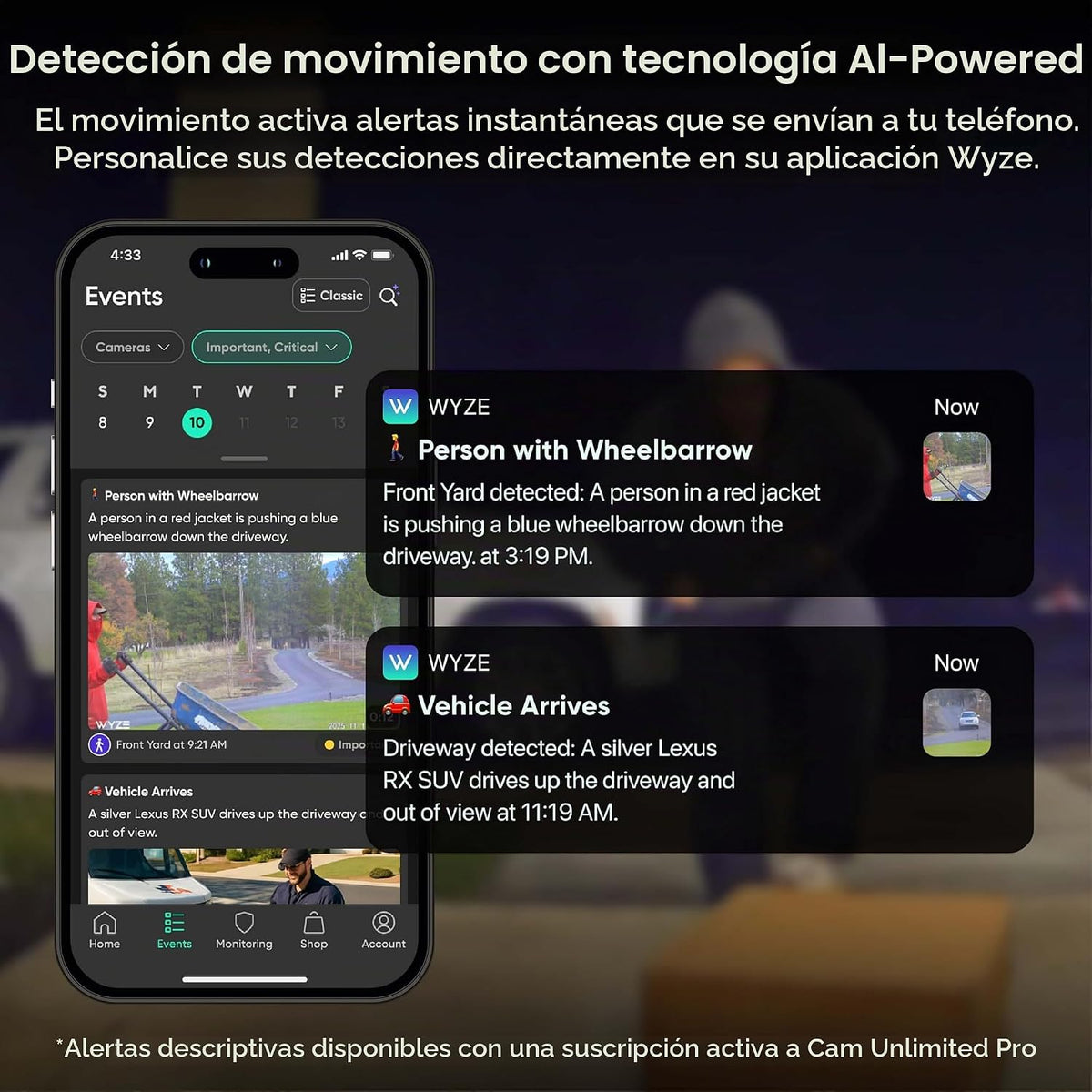 WYZE Cámara de ventana, cámara de seguridad interior WiFi, visión n...