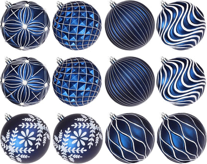 Lanpn 12 bolas de Navidad grandes de 4 pulgadas, decoraciones colga...