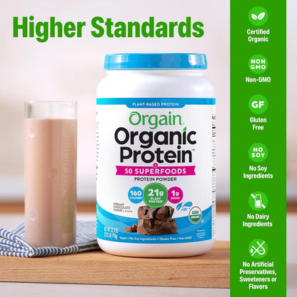 Orgain Proteína vegana orgánica 0.74 oz + superalimentos en polvo |...