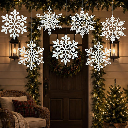12 adornos grandes de copos de nieve de Navidad, adornos de copos d...