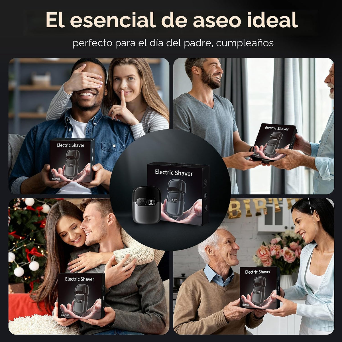 Maquinilla de afeitar eléctrica para hombres, afeitadora de alumini...