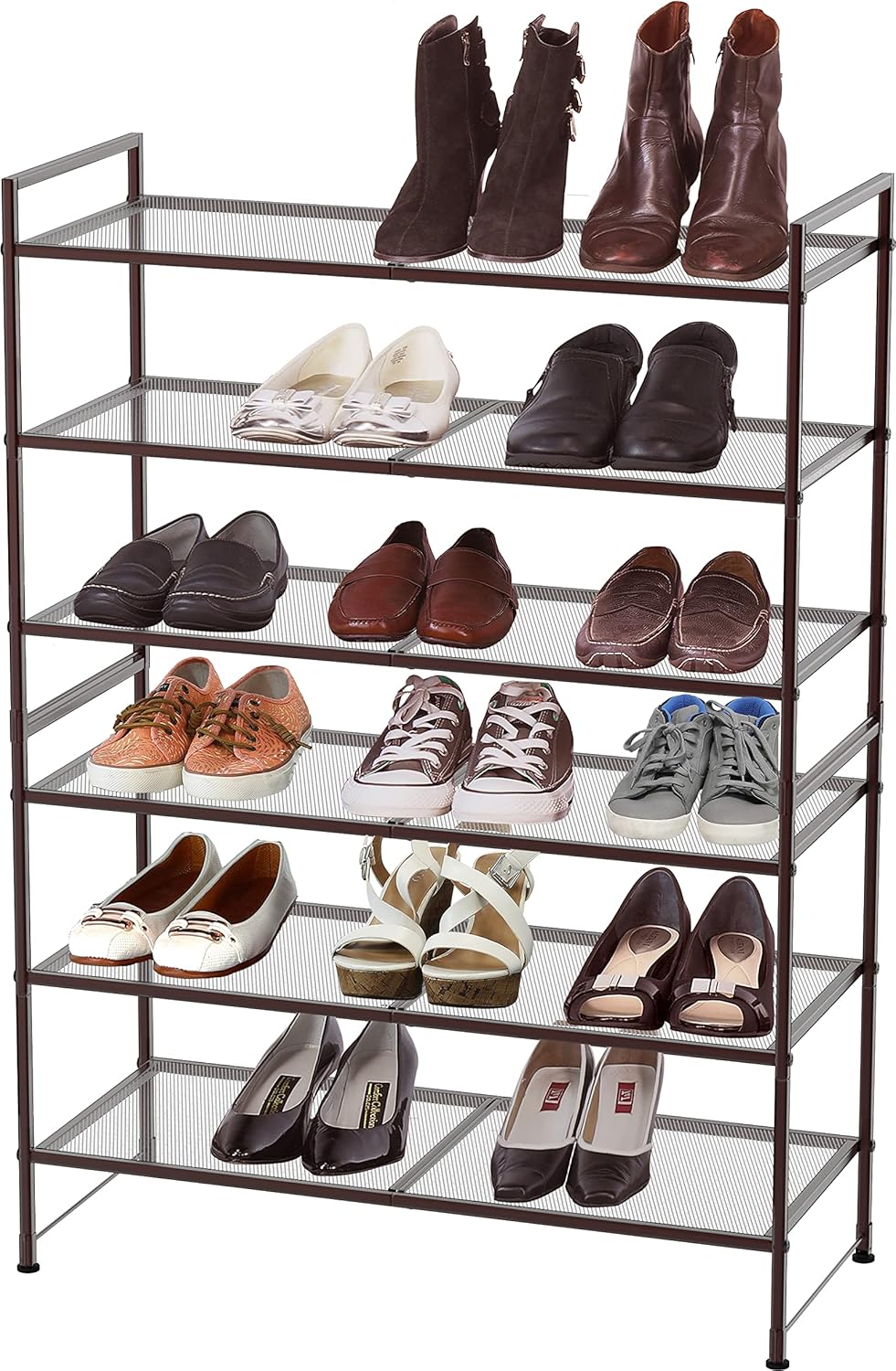Simple Houseware Zapatero apilable de malla de 3 niveles, bronce |...
