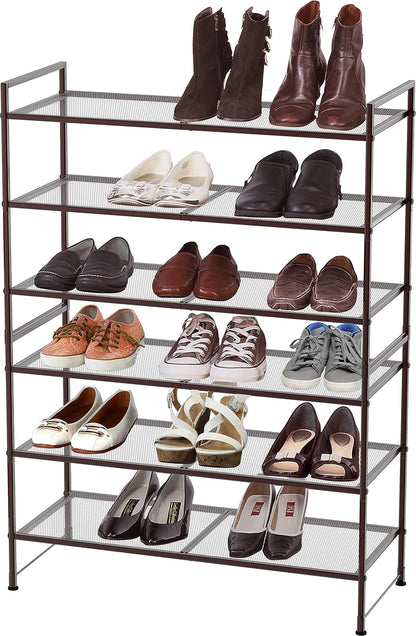 Simple Houseware Zapatero apilable de malla de 3 niveles, bronce |...