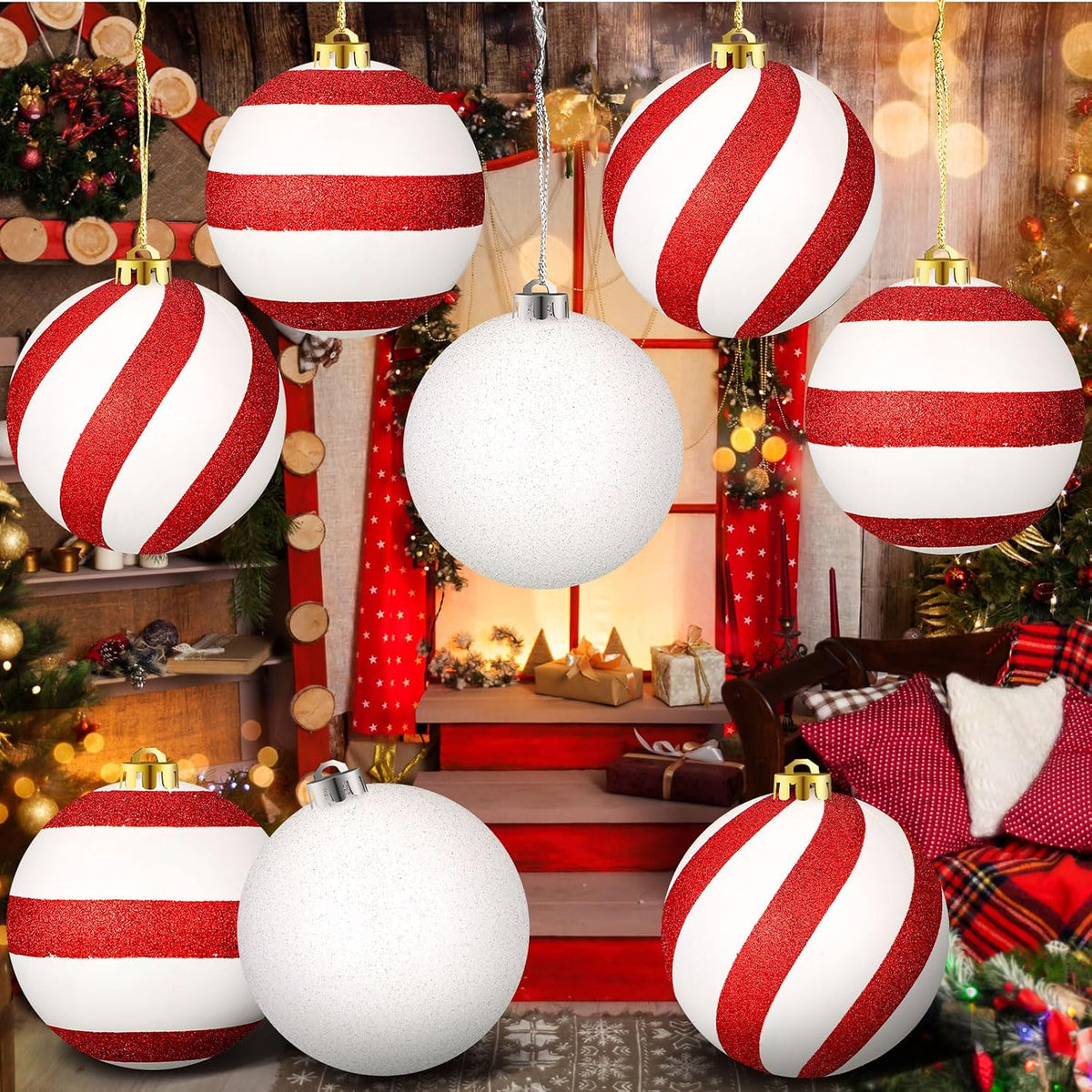 Deekin - Paquete de 8 bolas de adornos de Navidad extra grandes | B...