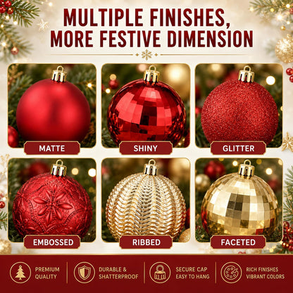 Relaxgiant - 36 bolas de Navidad para techo, color rojo y dorado |...