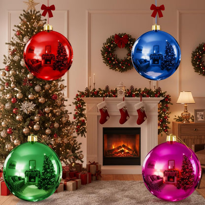 Zubebe 4 piezas de bolas de adornos de Navidad extra grandes para d...