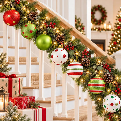 Deekin - Paquete de 8 bolas de adornos de Navidad extra grandes, co...