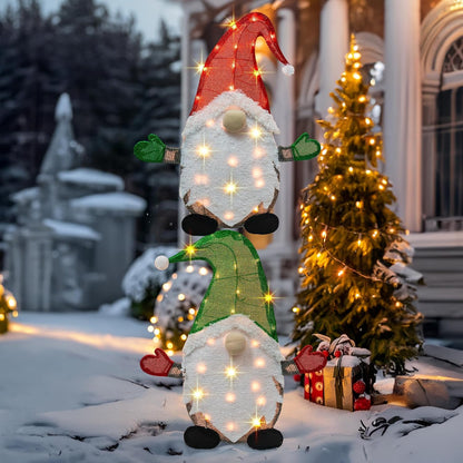 TW SHINE Juego de 2 gnomos de Navidad iluminados, 50 l, 2 pies, gno...
