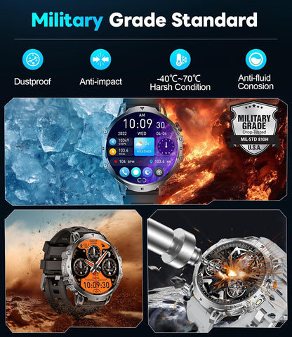 LIGE Relojes inteligentes militares para hombre (3 bandas), reloj i...