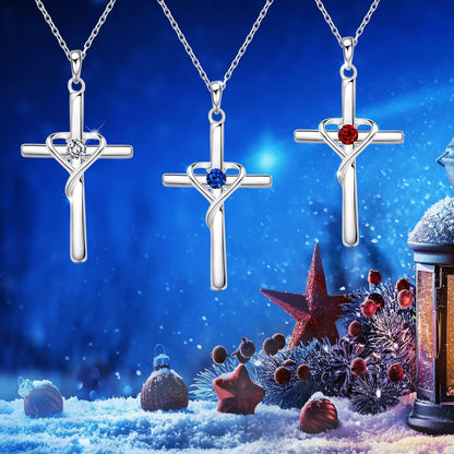 AmorAime Collar con cruz de plata de ley 925 para mujeres y hombres...