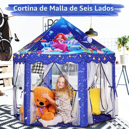 Monobeach Tienda de campaña de princesa de sirena para niñas, casa...