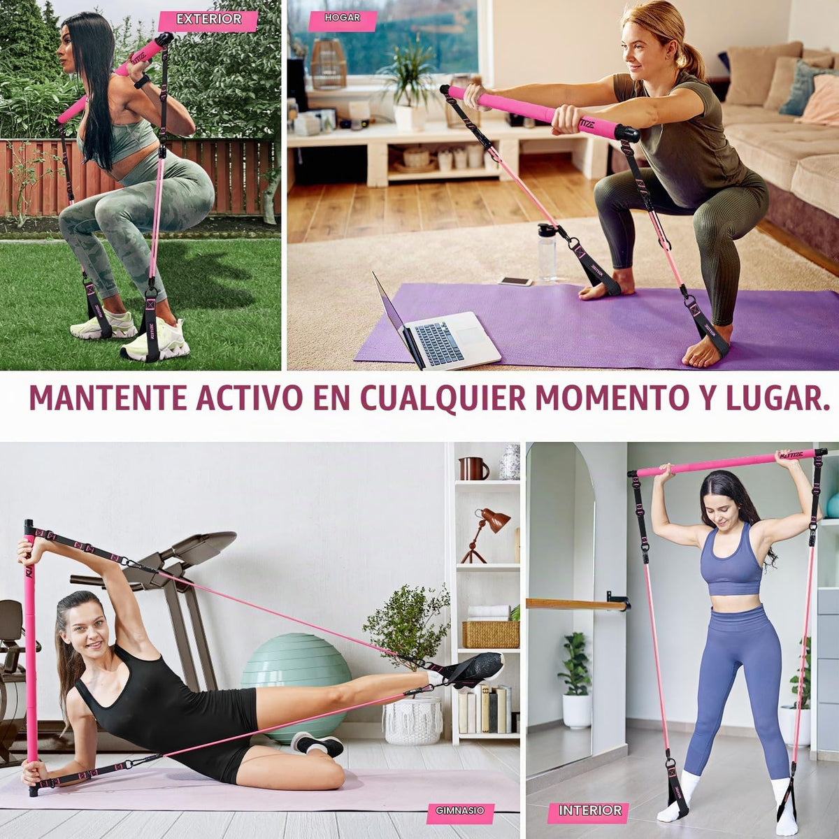 KUTIZE Kit de barra de pilates con bandas de resistencia, equipo de...