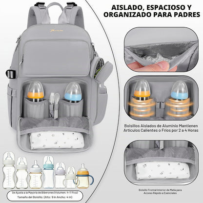 IBVIVIC Mochila para pañales con cambiador portátil, gris suave | B...