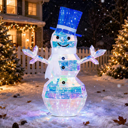 Arborvigro Muñeco de nieve prismático iridiscente iluminado de 4 pi...