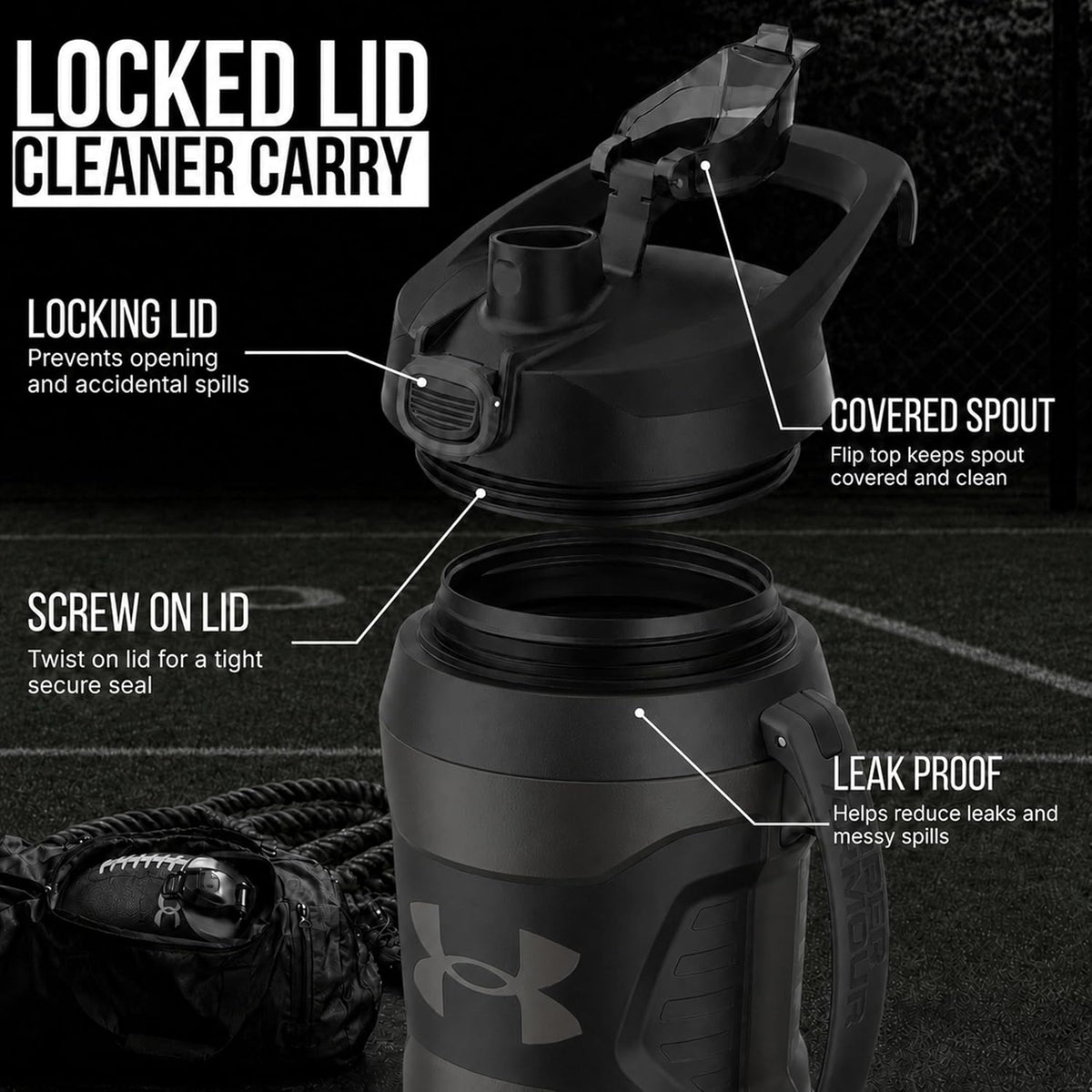 Under Armour Botella de agua aislada con asa y gancho para cerca, j...
