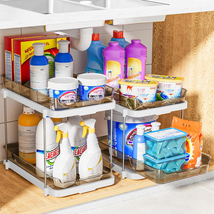 Delamu Organizadores y almacenamiento multiusos de 2 niveles para d...