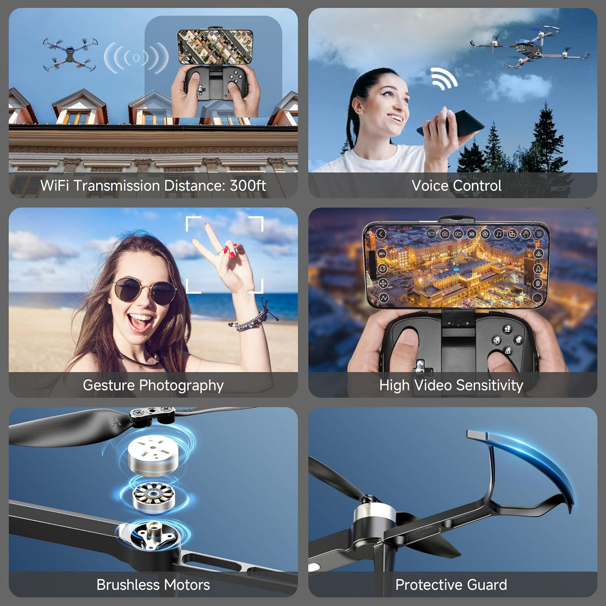 Drones con cámara para adultos 4K, dron RC para principiantes con a...