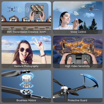 Drones con cámara para adultos 4K, dron RC para principiantes con a...