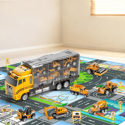 NIPLOOOW - Juego de camión de construcción para niños con alfombra...