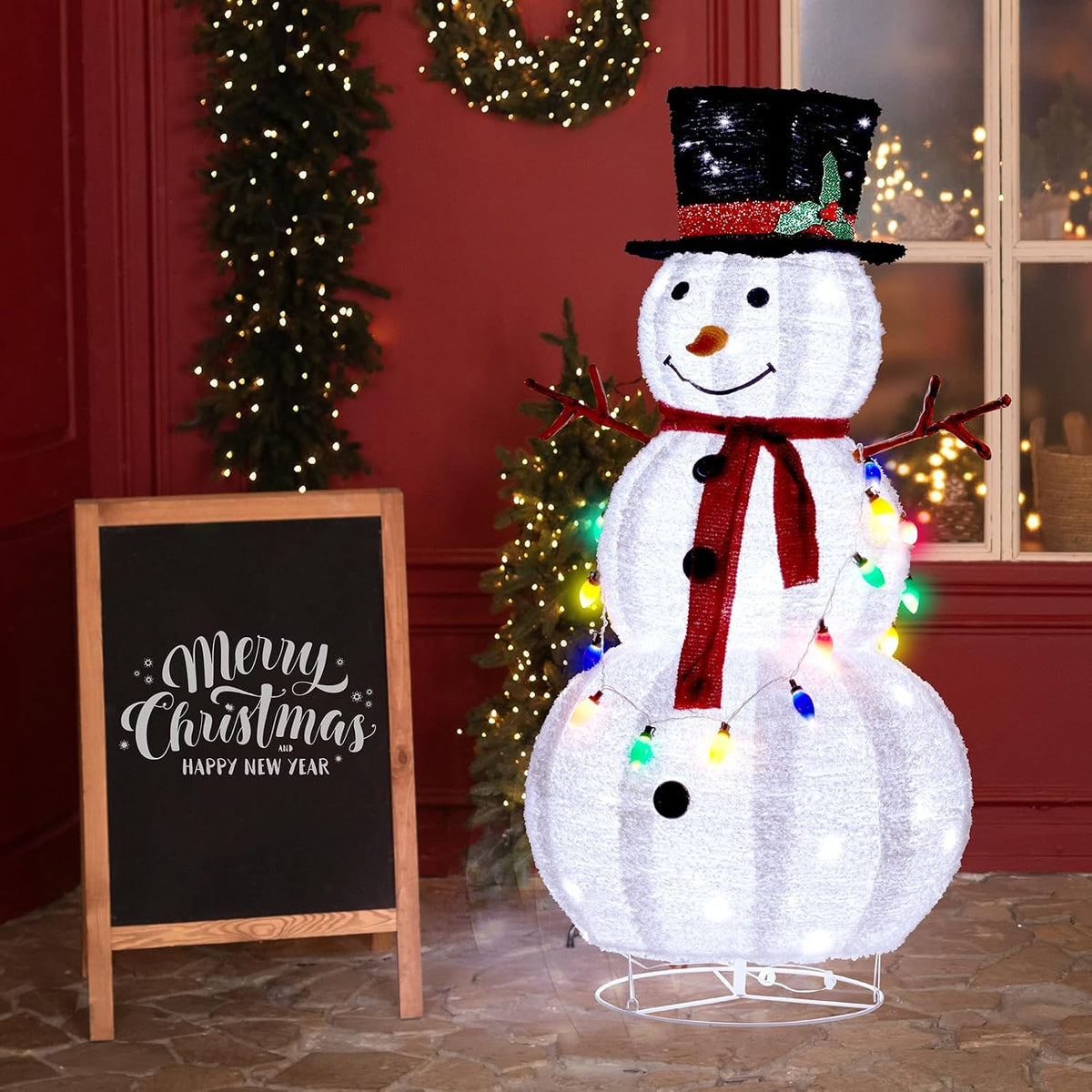 VINGLI Muñeco de nieve emergente de 4 pies, decoraciones navideñas,...