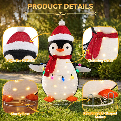 NEWBULIG 2 piezas de pingüino iluminado para exteriores, decoracion...