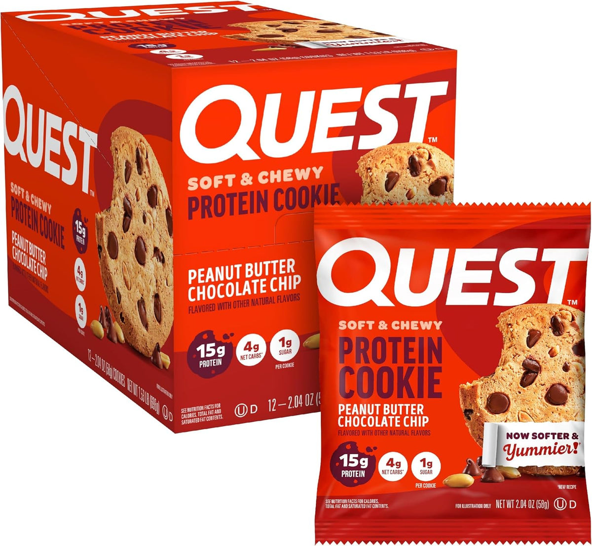 Quest Nutrition - Galletas de mantequilla de maní con chispas de ch...