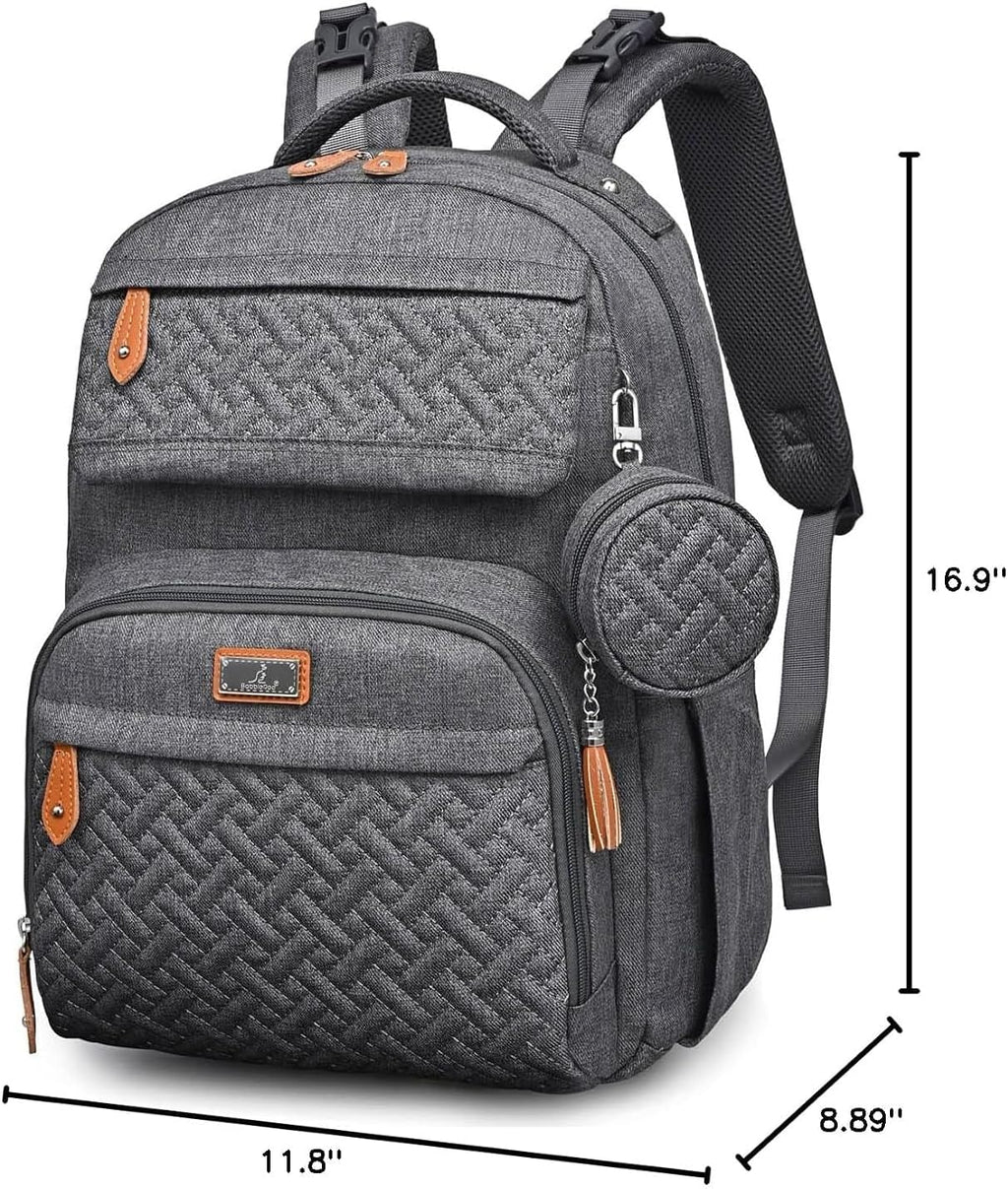 BabbleRoo Mochila de cuero para pañales - Baby Essentials Bolsa de...